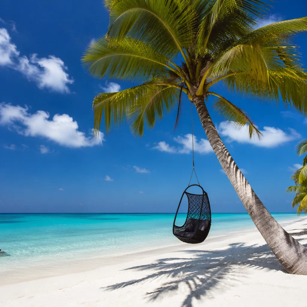 Tropical Hammock Chair on Quiet Beach