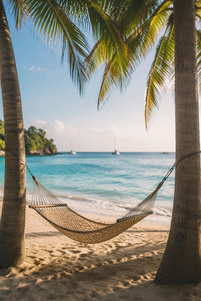 Serene Tropical Hammock at Sunrise Beach