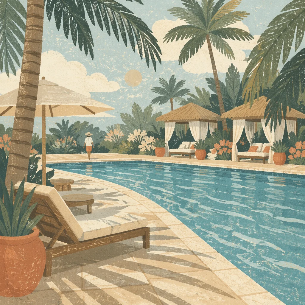 Serene Tropical Resort Pool at Sunrise