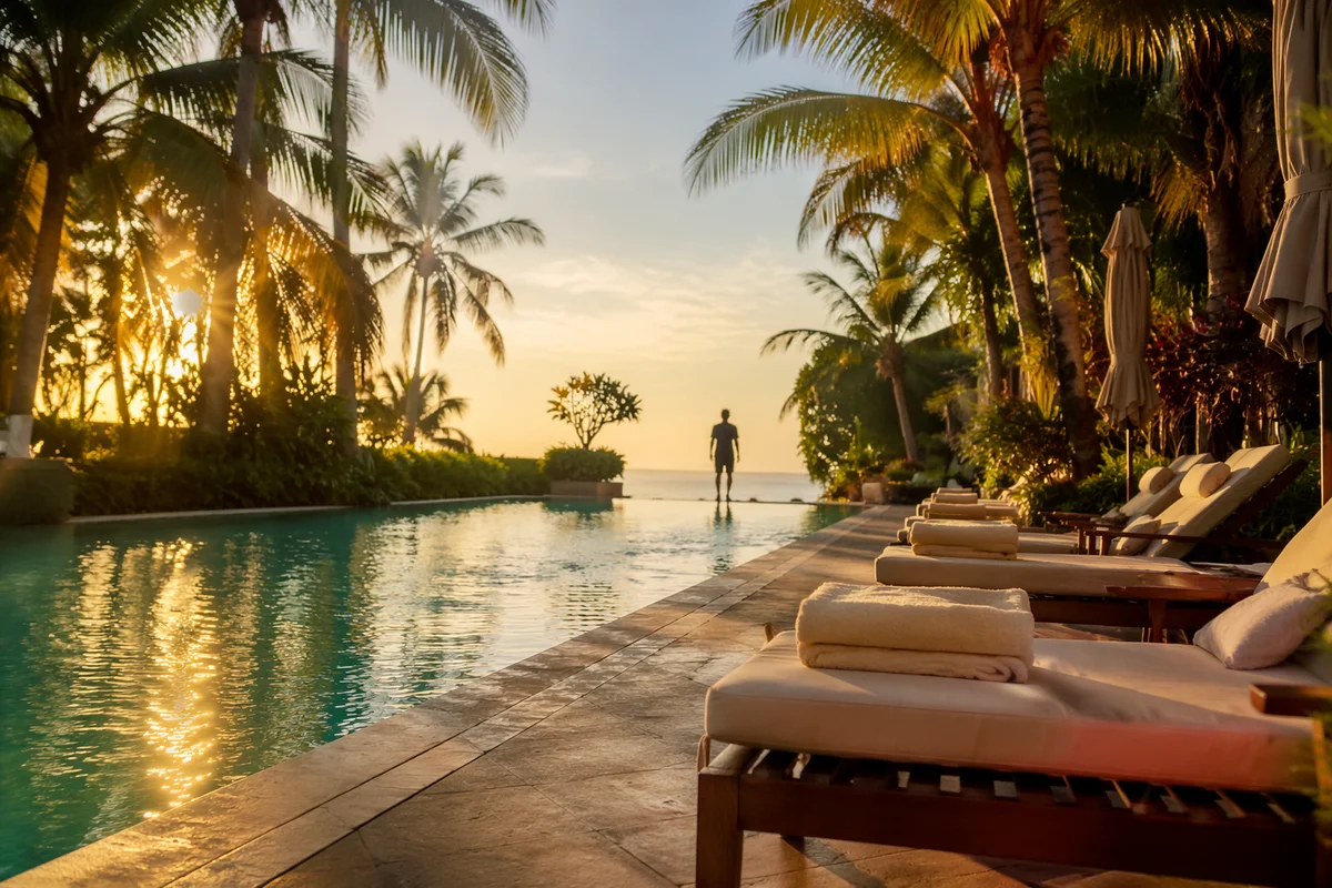 Golden Hour Tropical Resort Pool Retreat