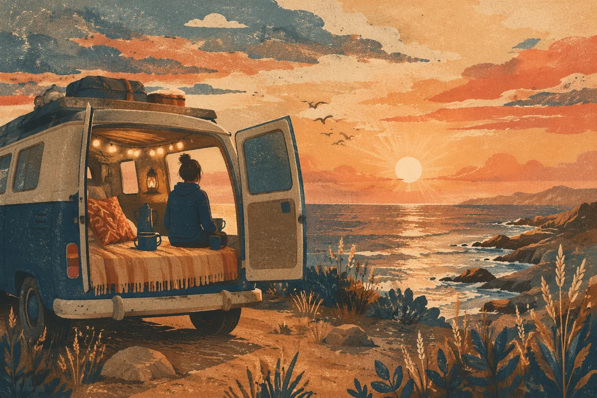 Campervan Ocean Sunset Coastal Escape