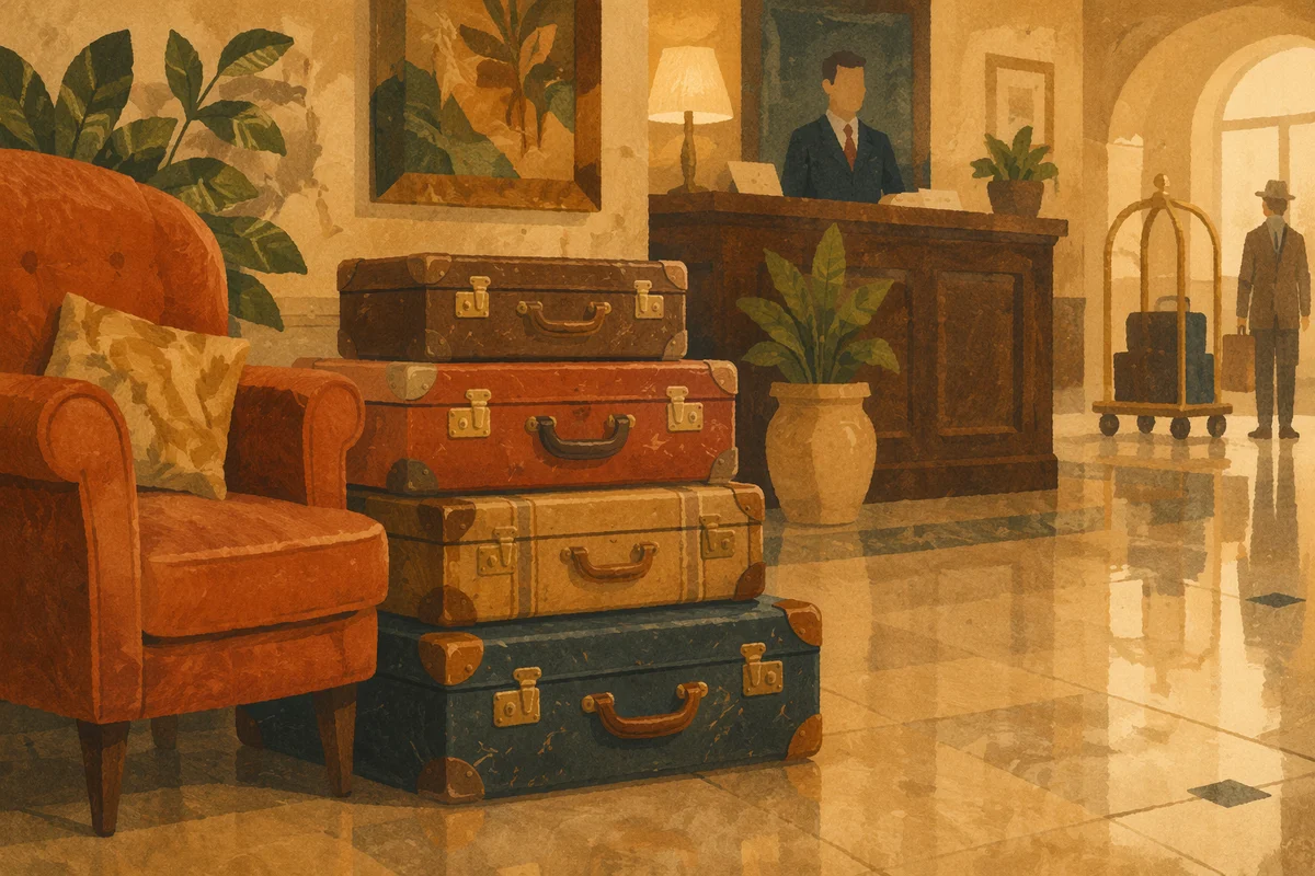 Vintage Suitcases in Boutique Hotel Lobby