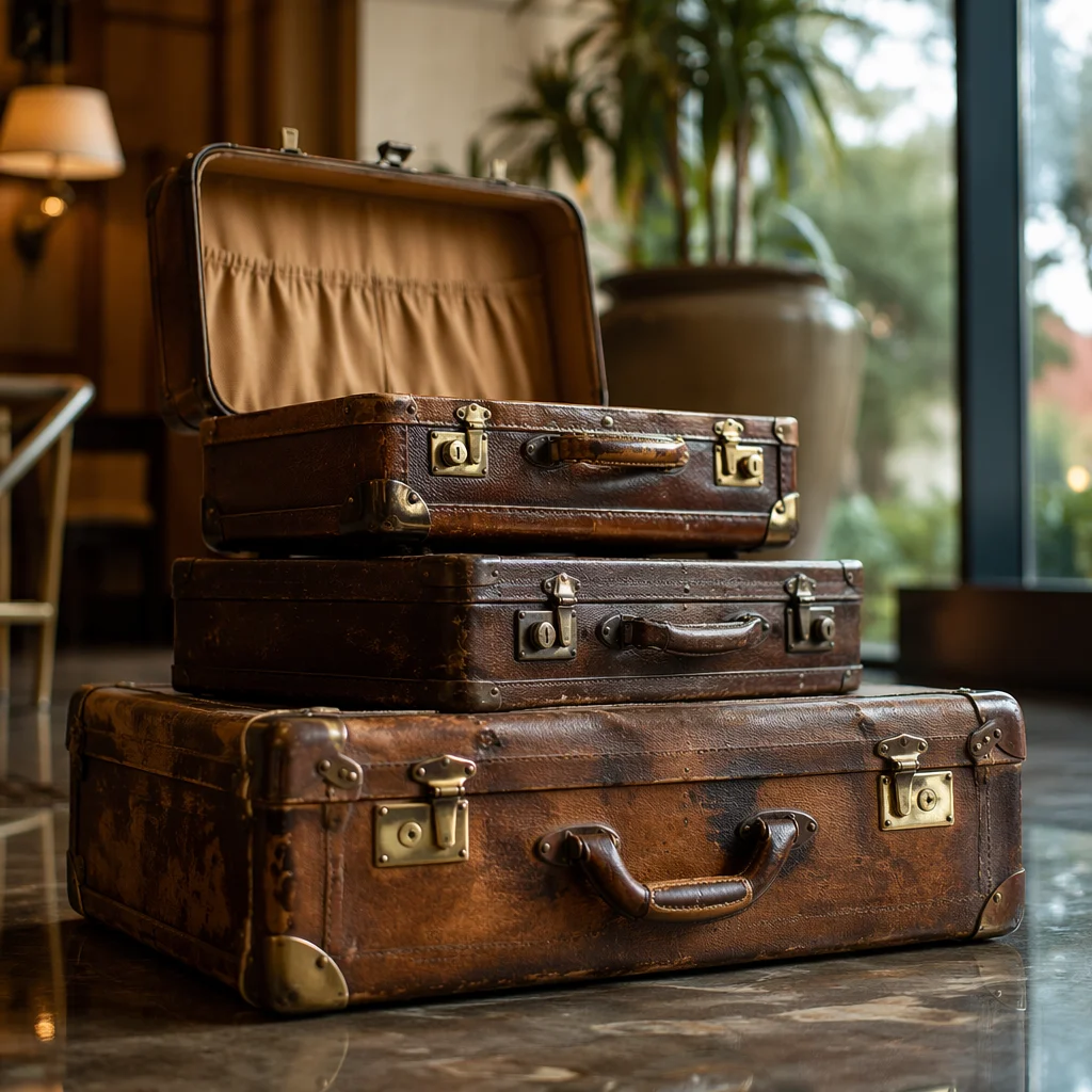 Vintage Suitcases in Boutique Hotel Lobby