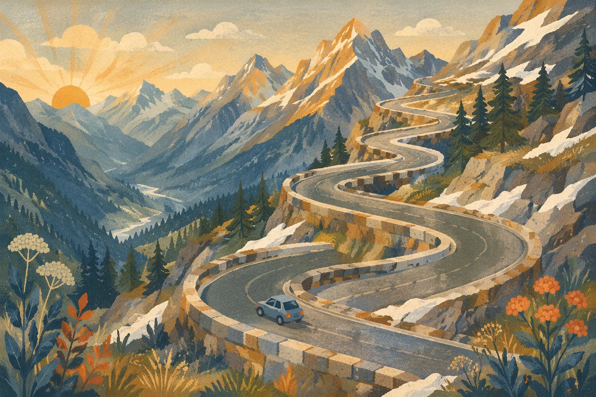 Sunrise Hairpin Road in Alpine Pass