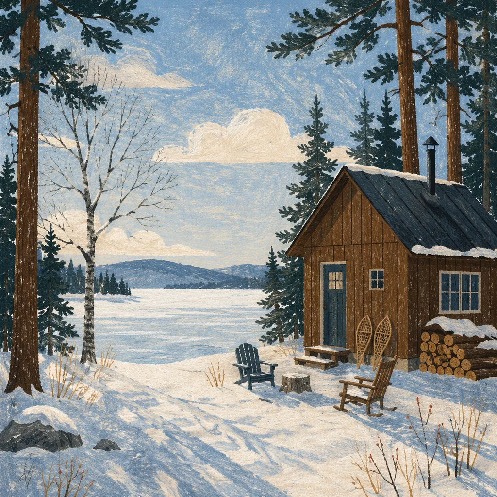 Rustic Cabin by Frozen Lake Retreat