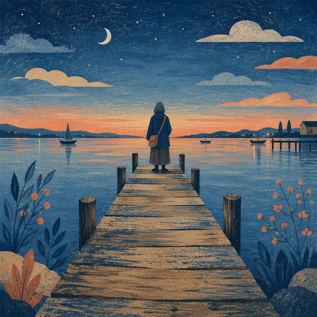 Twilight Dock on Calm Blue Lake