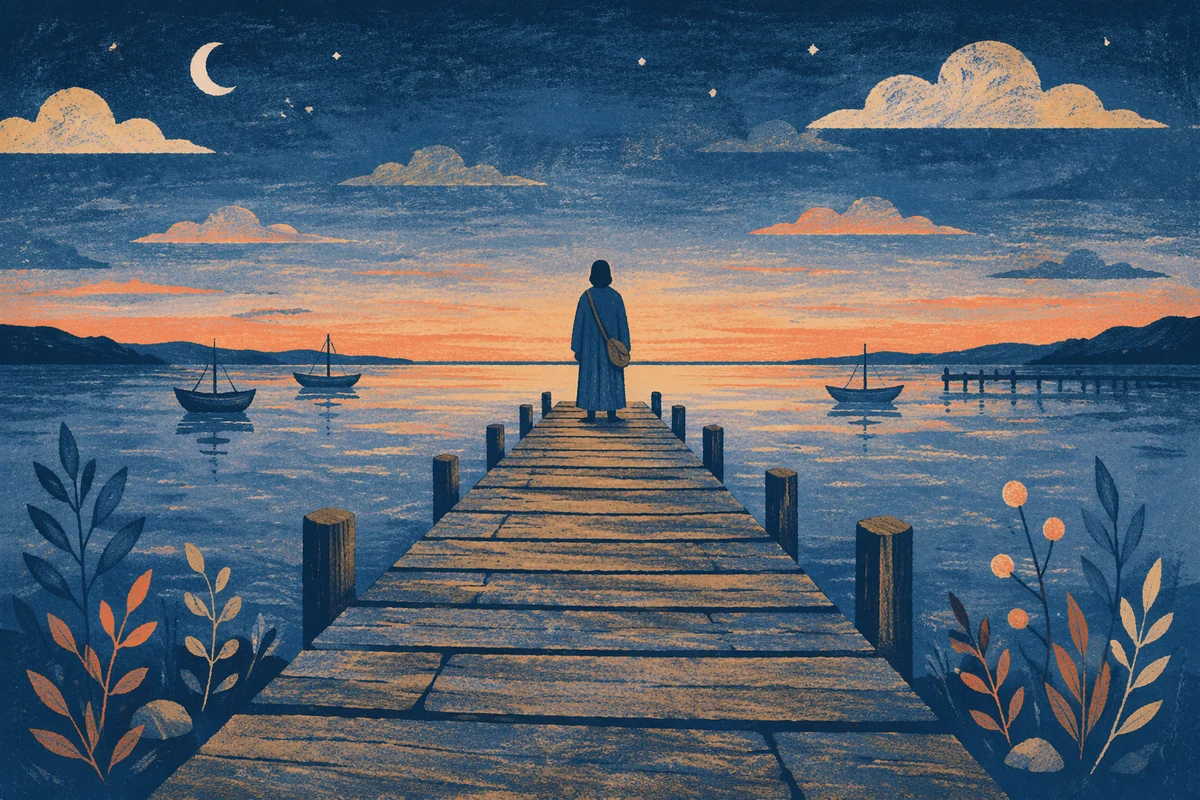 Twilight Dock on Calm Blue Lake