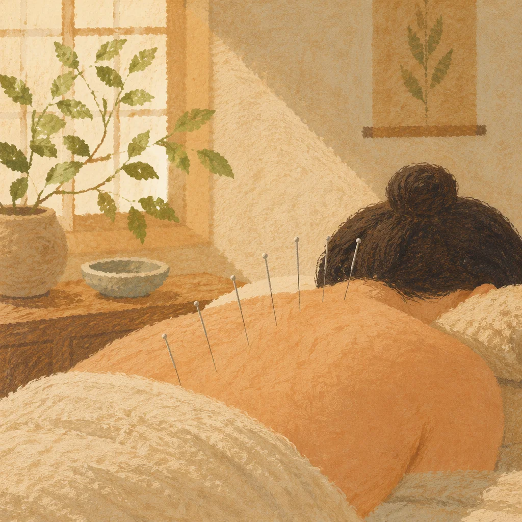 Close-Up Acupuncture Needles in Serene Wellness Studio