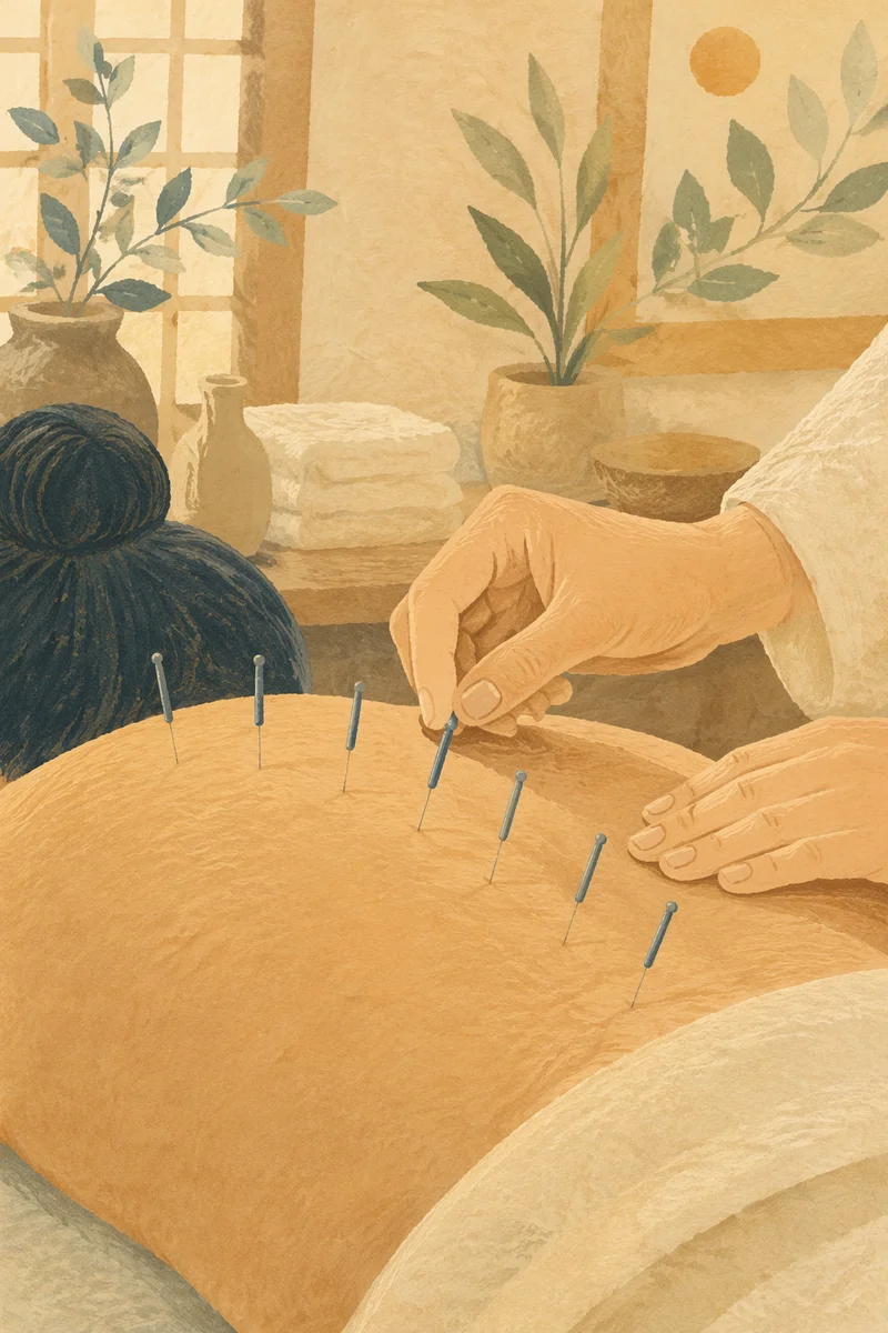 Acupuncture Needles Close-Up Wellness Therapy Scene