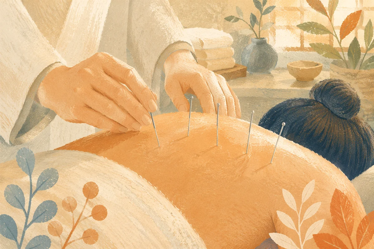 Close-Up Acupuncture Wellness Treatment Scene