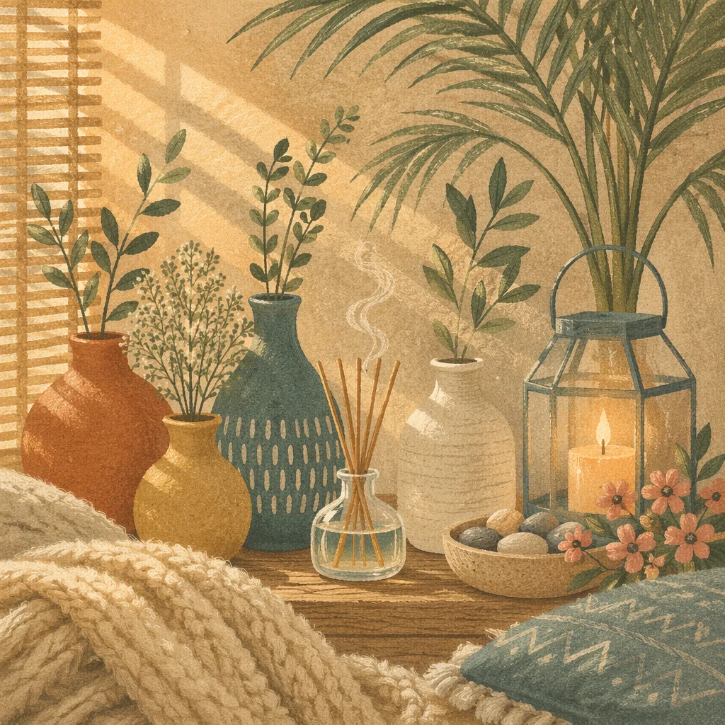 Cozy Aromatherapy Diffuser in Sunlit Wellness Corner