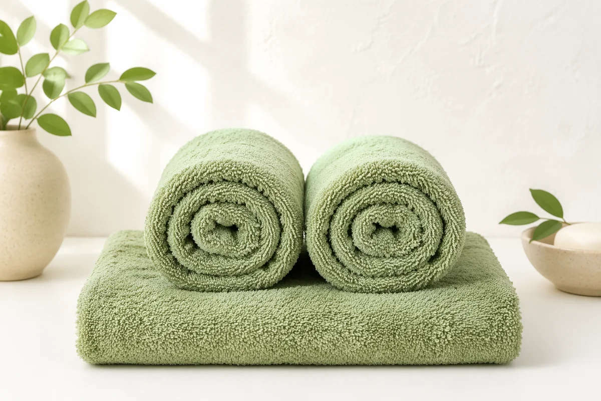 Moss Green Bamboo Towel Spa Arrangement