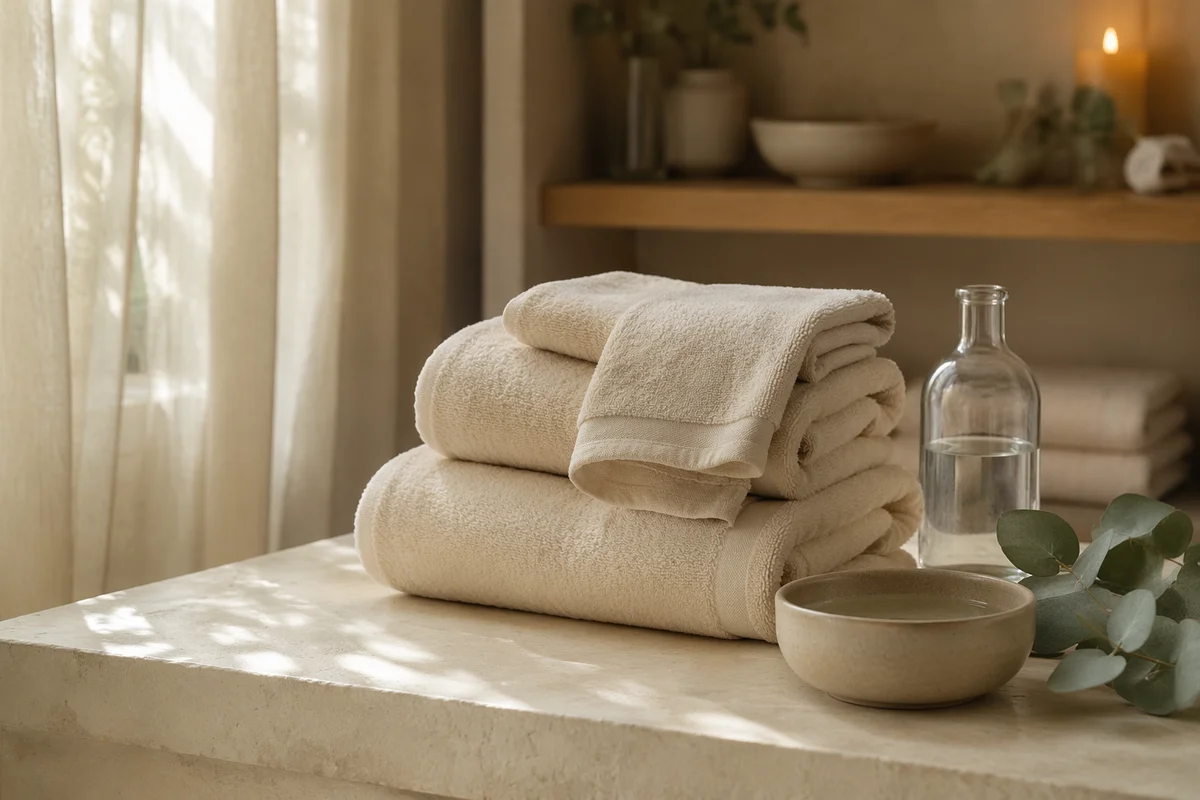 Folded Bamboo Towels in Serene Spa
