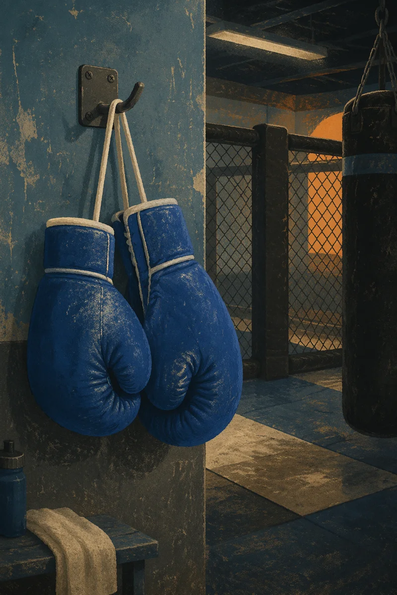 Gritty Blue Boxing Gloves in Gym