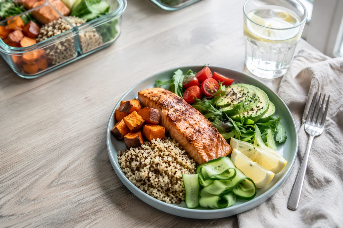 Colorful Clean Eating Balanced Meal Plate