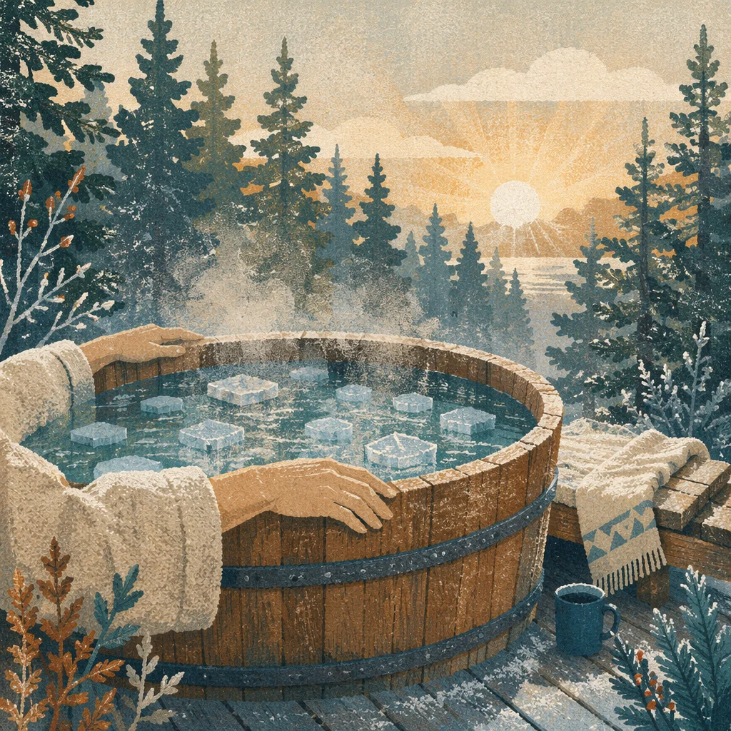 Outdoor Cold Plunge Tub in Winter