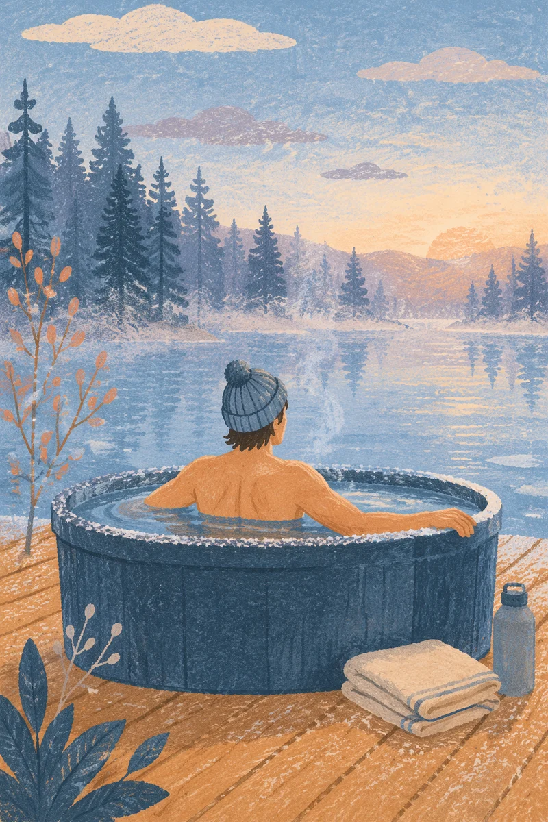 Outdoor Cold Plunge by Misty Lake