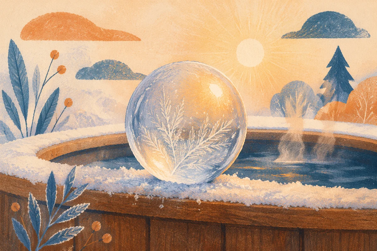 Outdoor Cold Plunge Ice Sphere at Sunrise