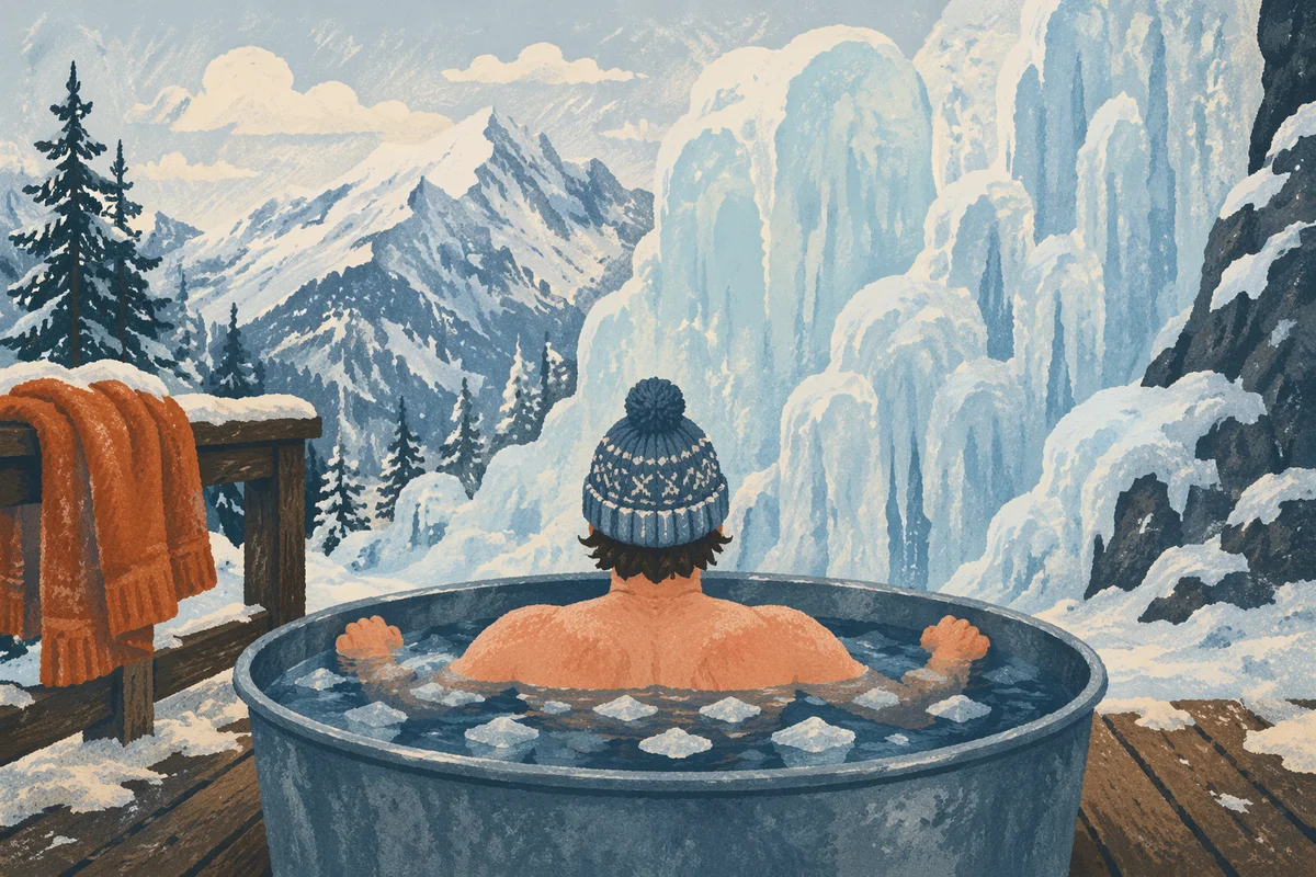 Snowy Alpine Cold Plunge Wellness Retreat