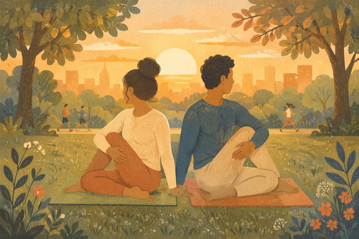 Couple Partner Yoga at Sunrise Park