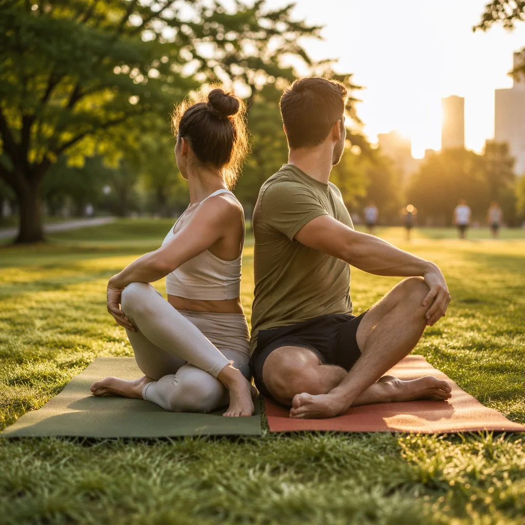 Couple Partner Yoga at Sunrise Park