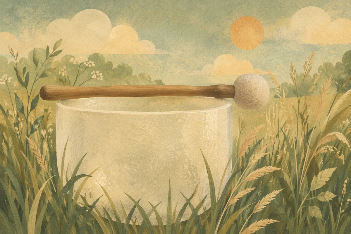 Crystal Singing Bowl in Meadow Grass