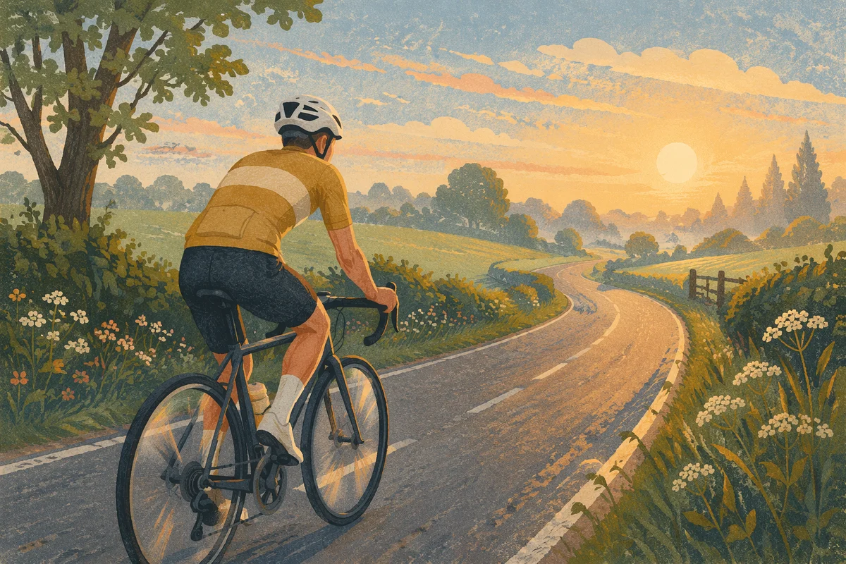 Morning Cyclist on Quiet Country Lane
