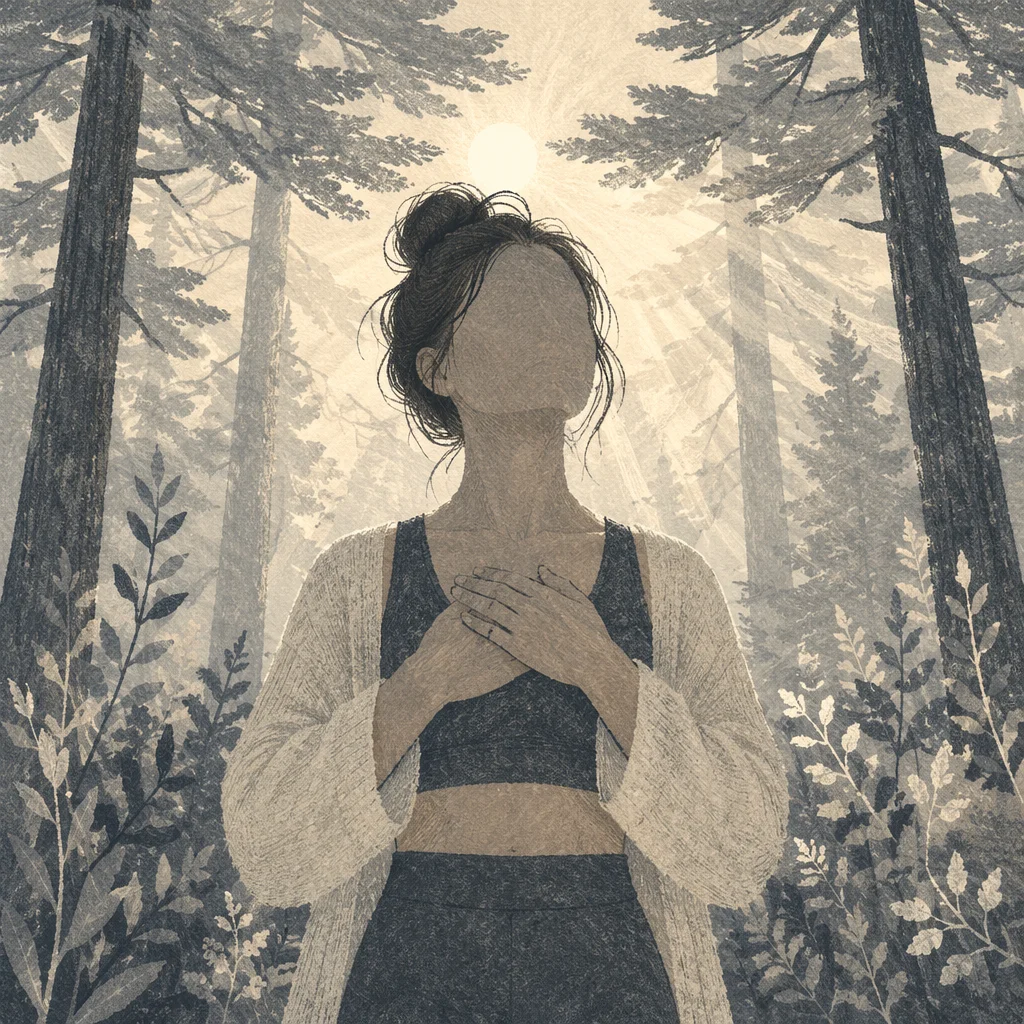 Calm Deep Breathing in Pine Woodland