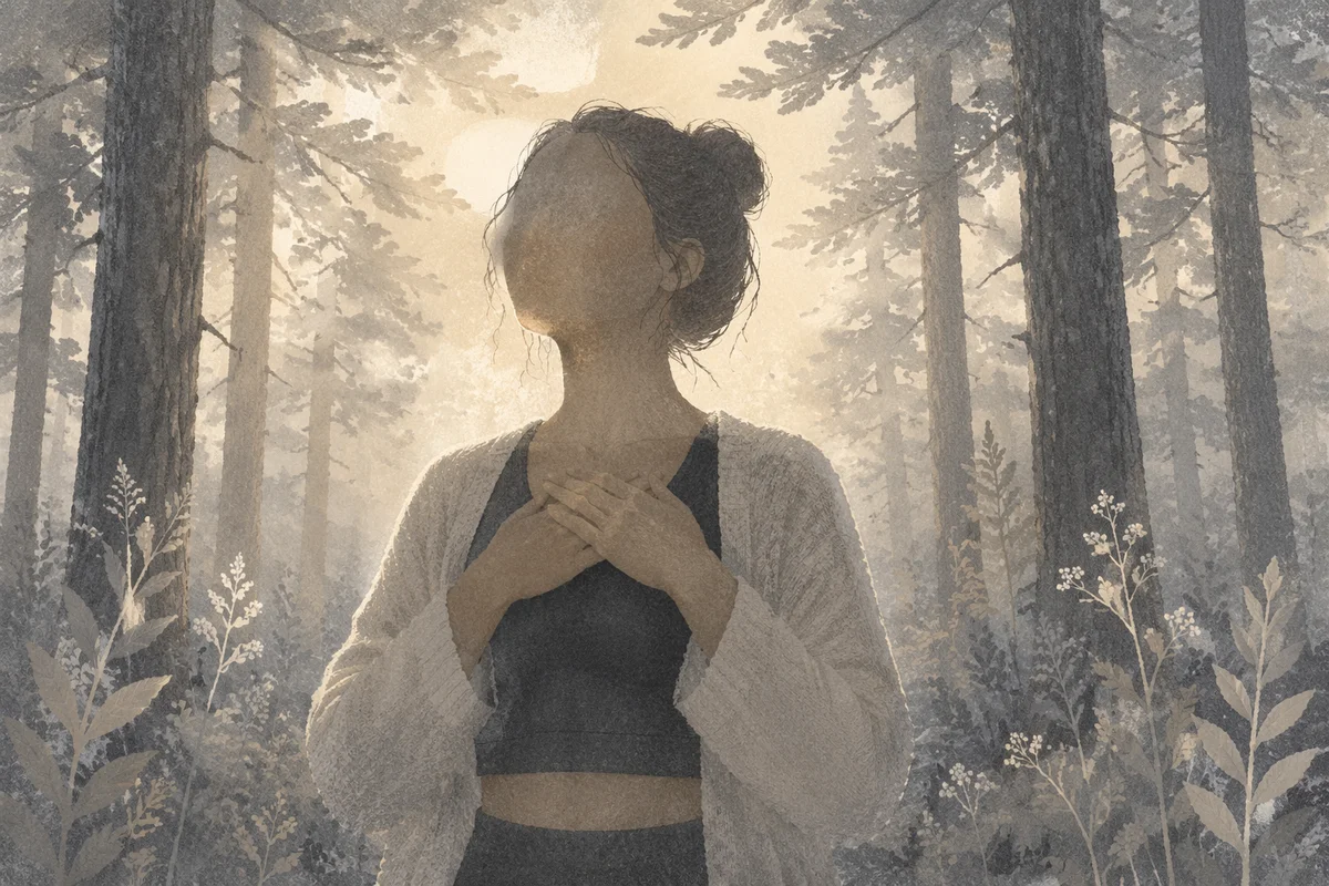 Calm Deep Breathing in Misty Pine Woodland