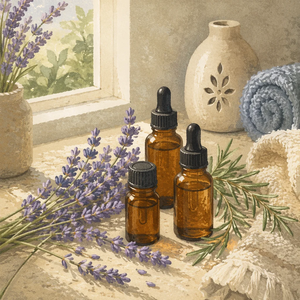 Amber Essential Oil Bottles with Lavender