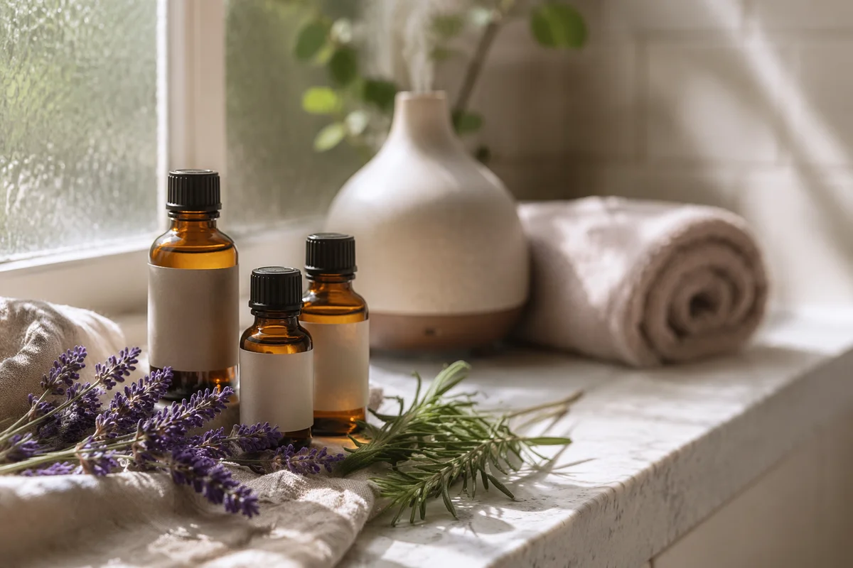 Amber Essential Oil Bottles with Lavender