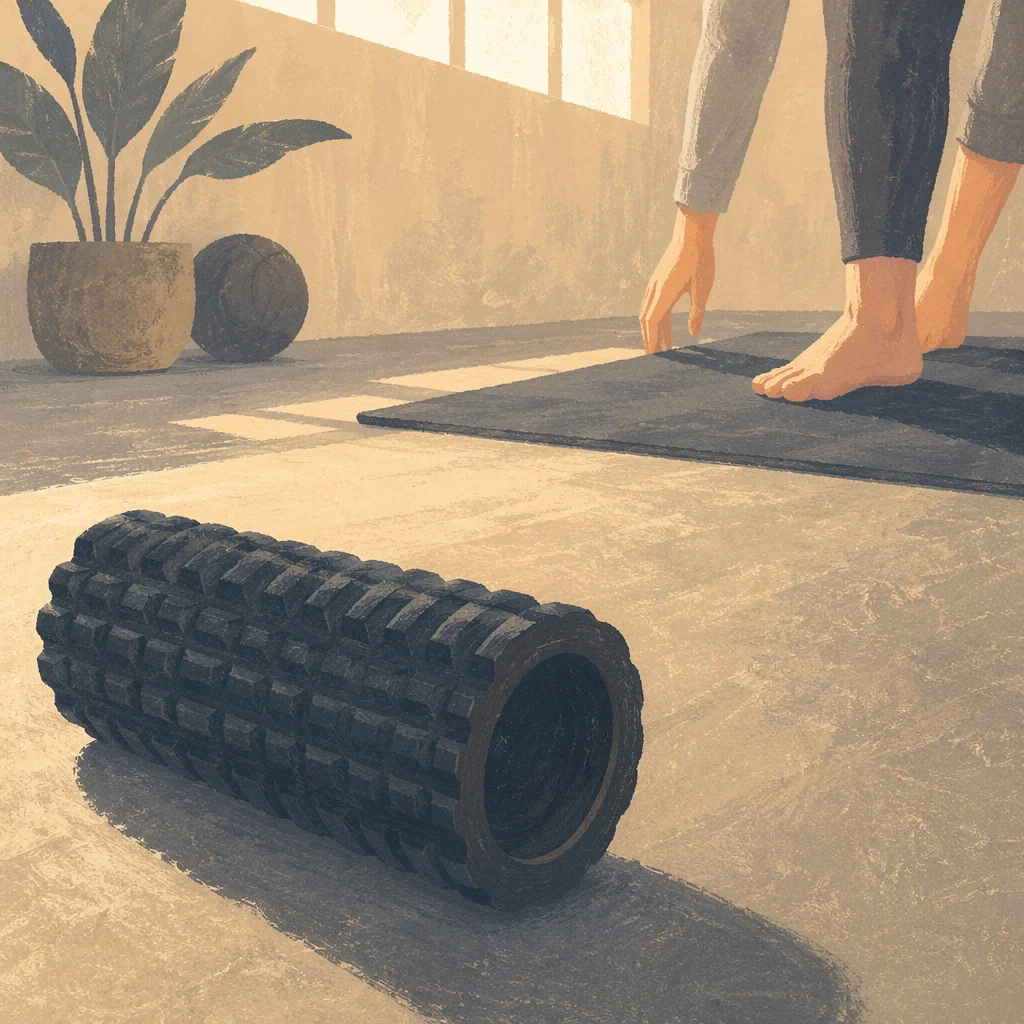 Foam Roller Recovery on Quiet Gym Floor