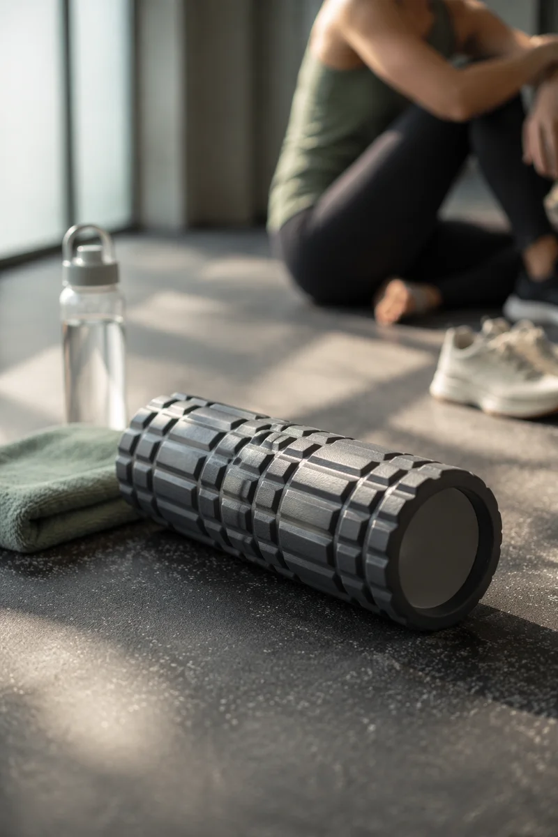 Foam Roller Recovery Scene on Gym Floor