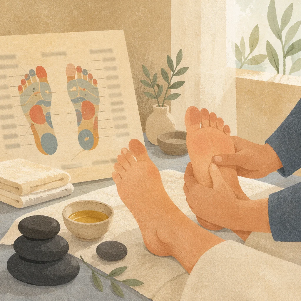 Relaxing Foot Reflexology Spa Stones Scene