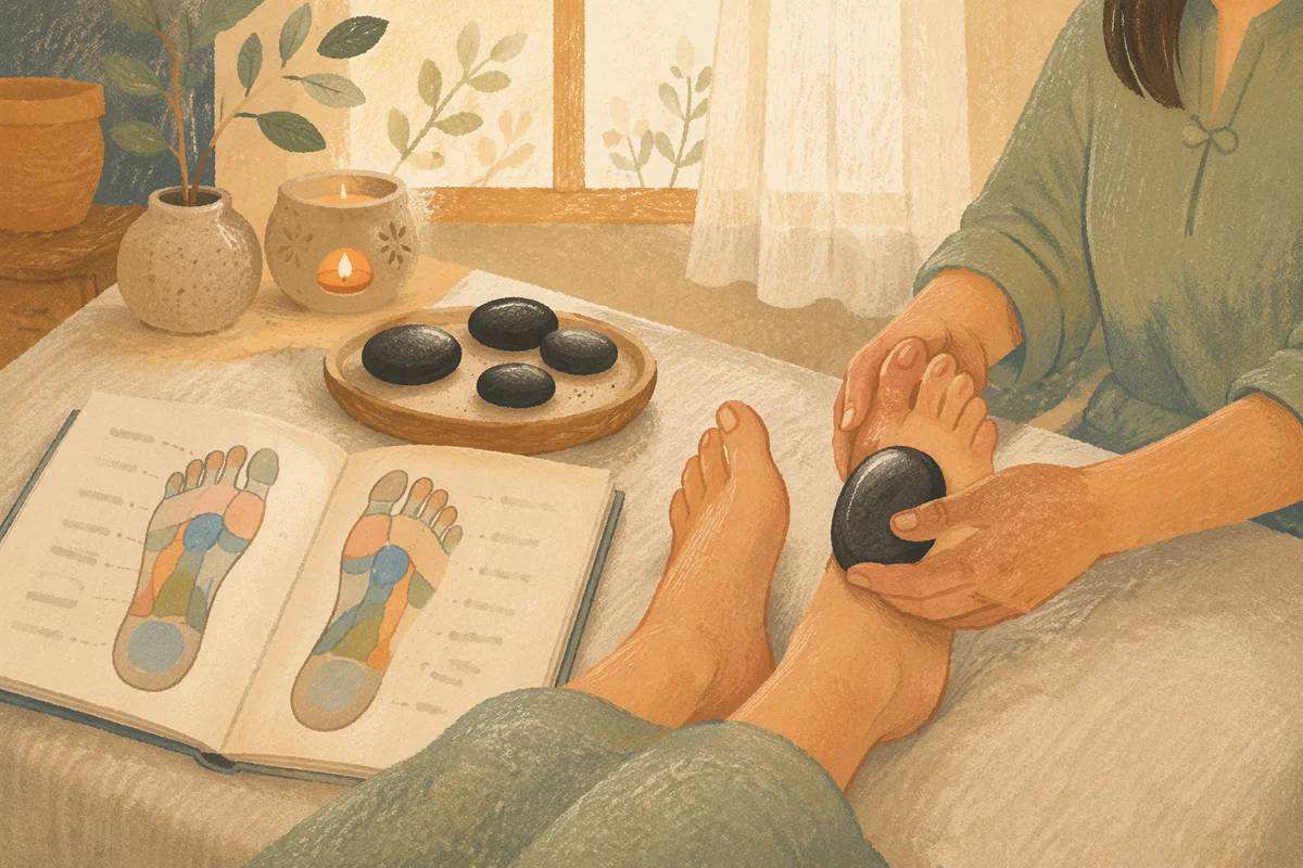 Foot Reflexology Chart with Warm Massage Stones