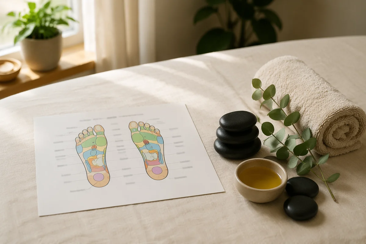 Foot Reflexology Chart with Massage Stones