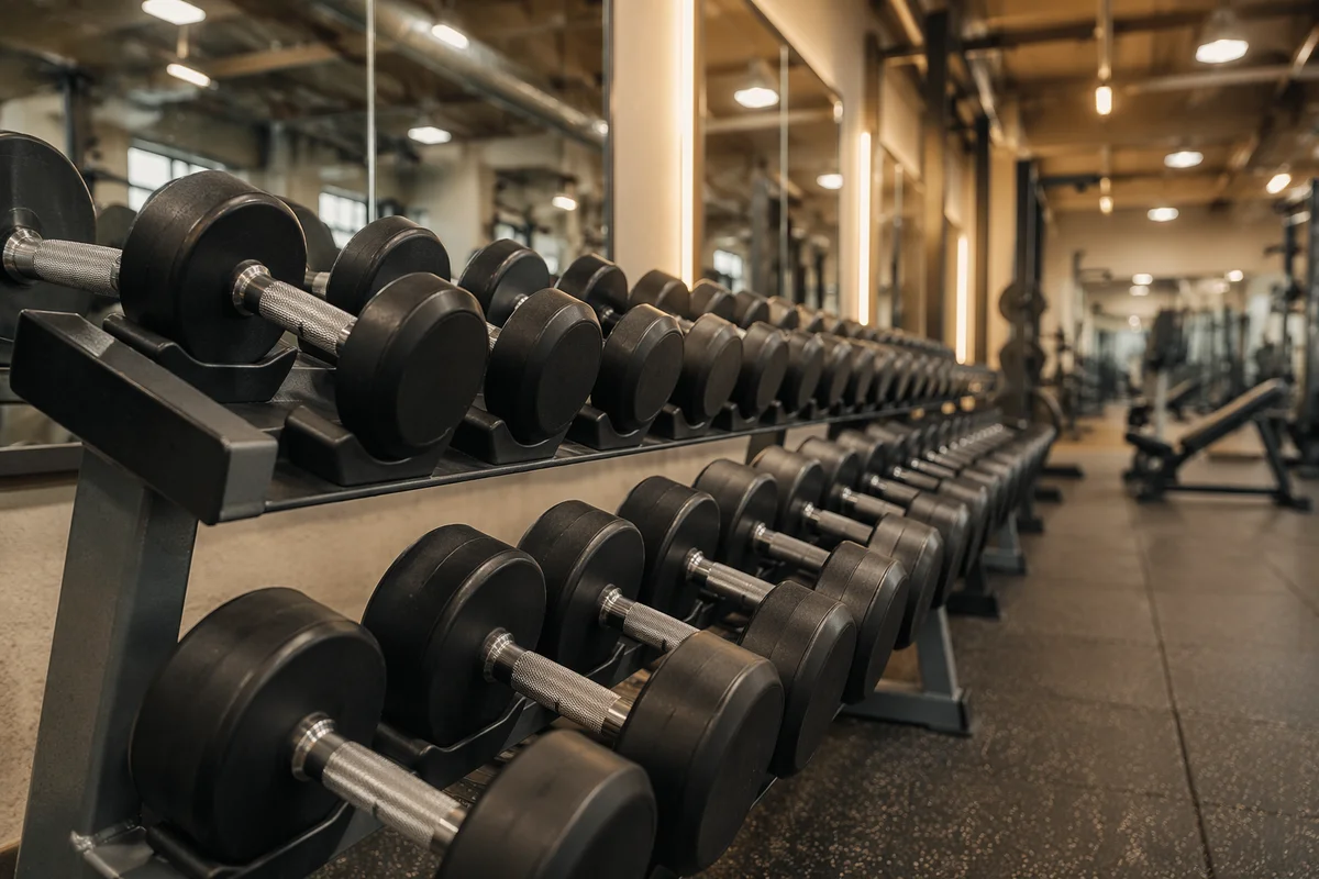 Organized Dumbbells in Modern Fitness Center