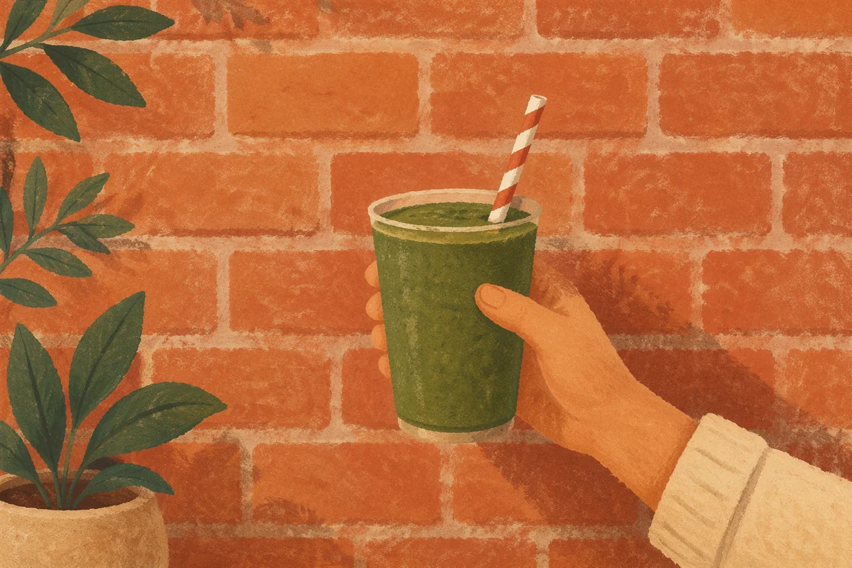 Hand Holding Fresh Green Juice
