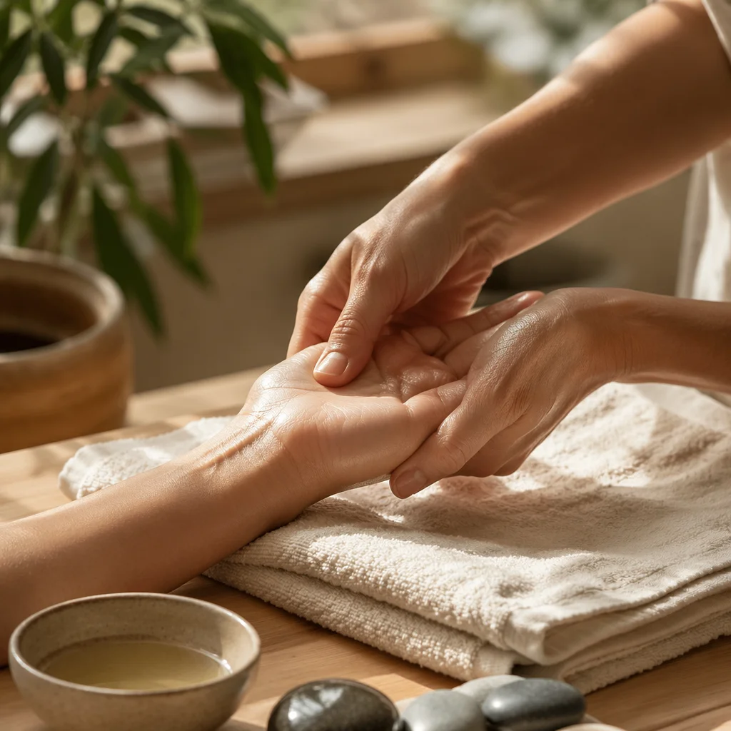 Calming Hand Massage Therapy Close Up