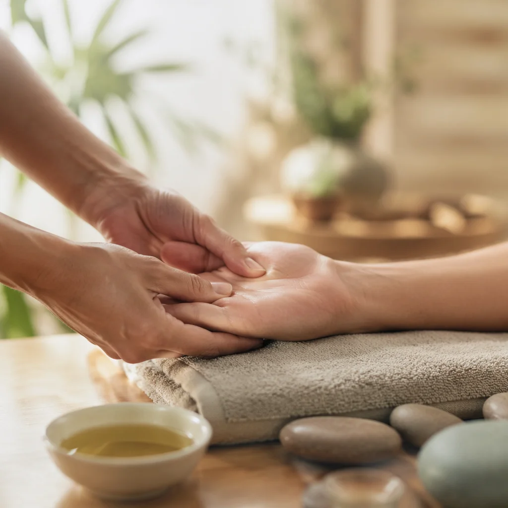 Calming Hand Massage Therapy Close Up