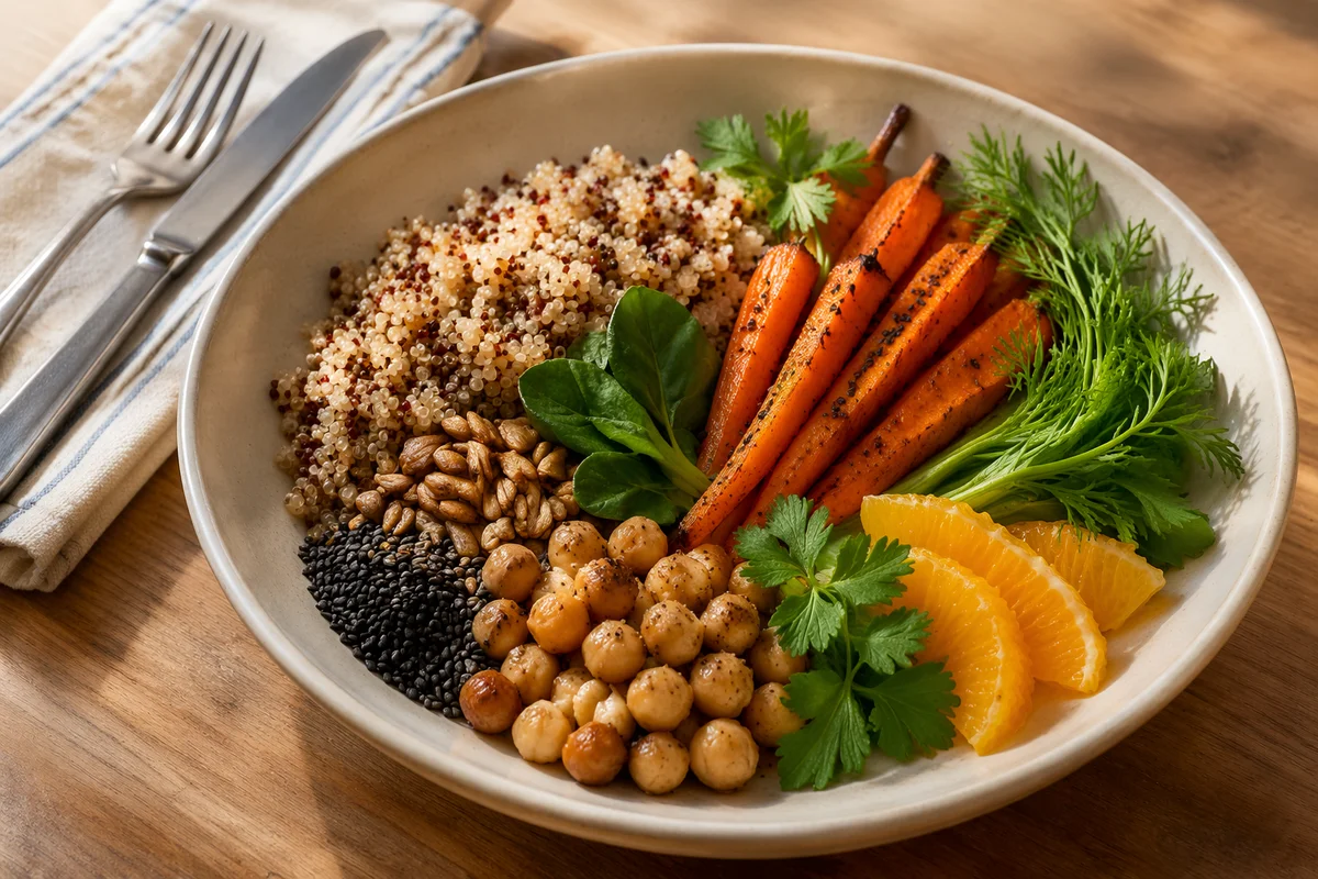 Healthy Buddha Bowl With Grains and Vegetables