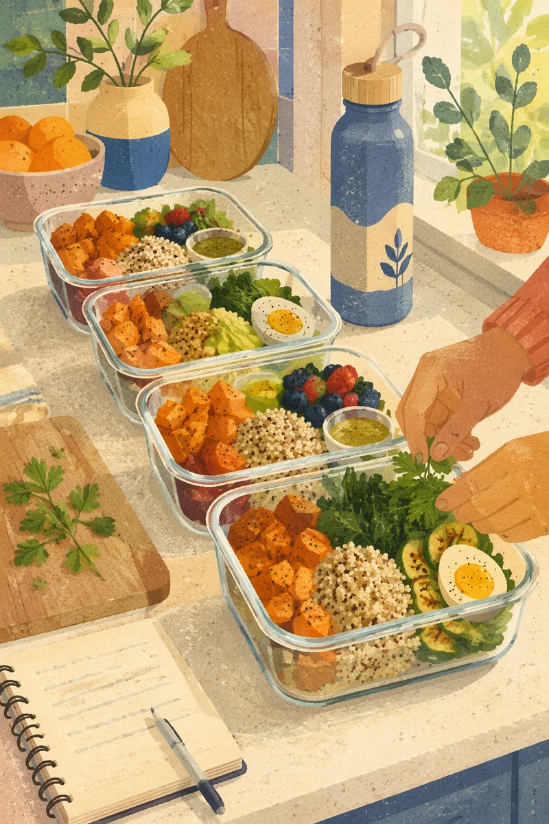 Healthy Meal Prep Containers in Bright Kitchen