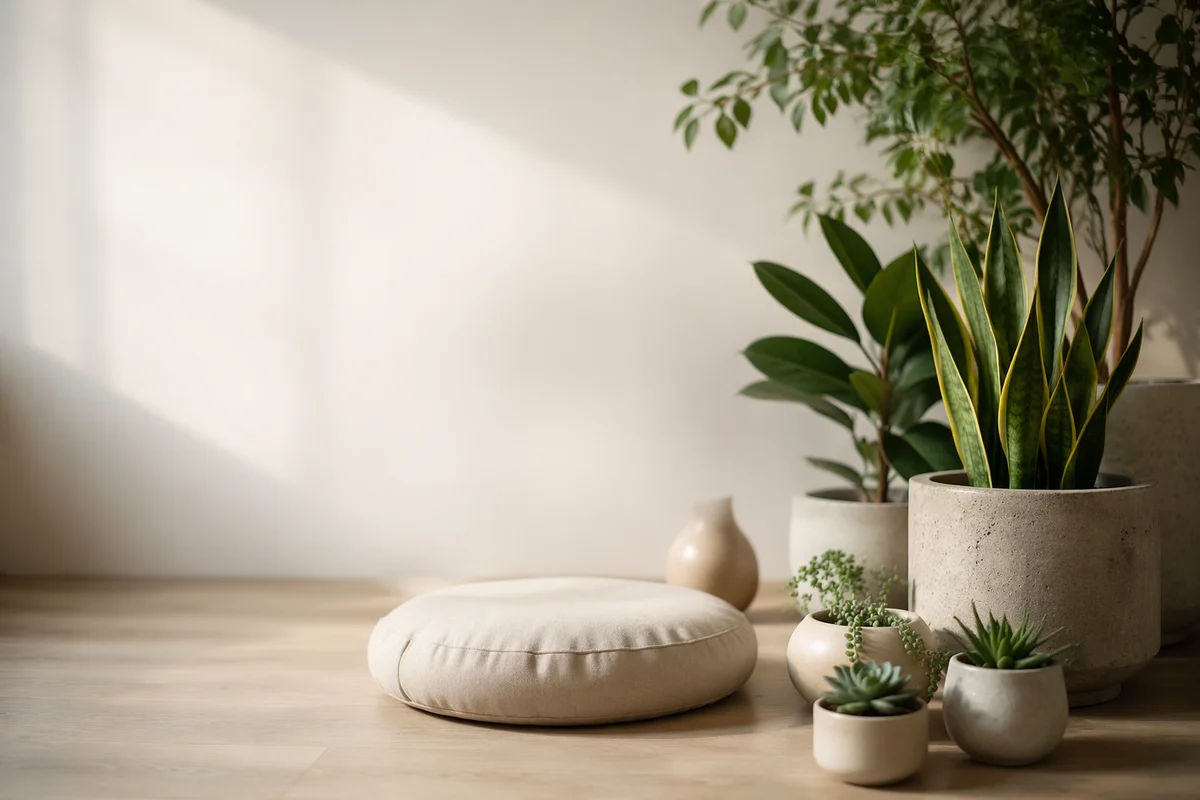 Minimalist Indoor Prayer Corner with Plants