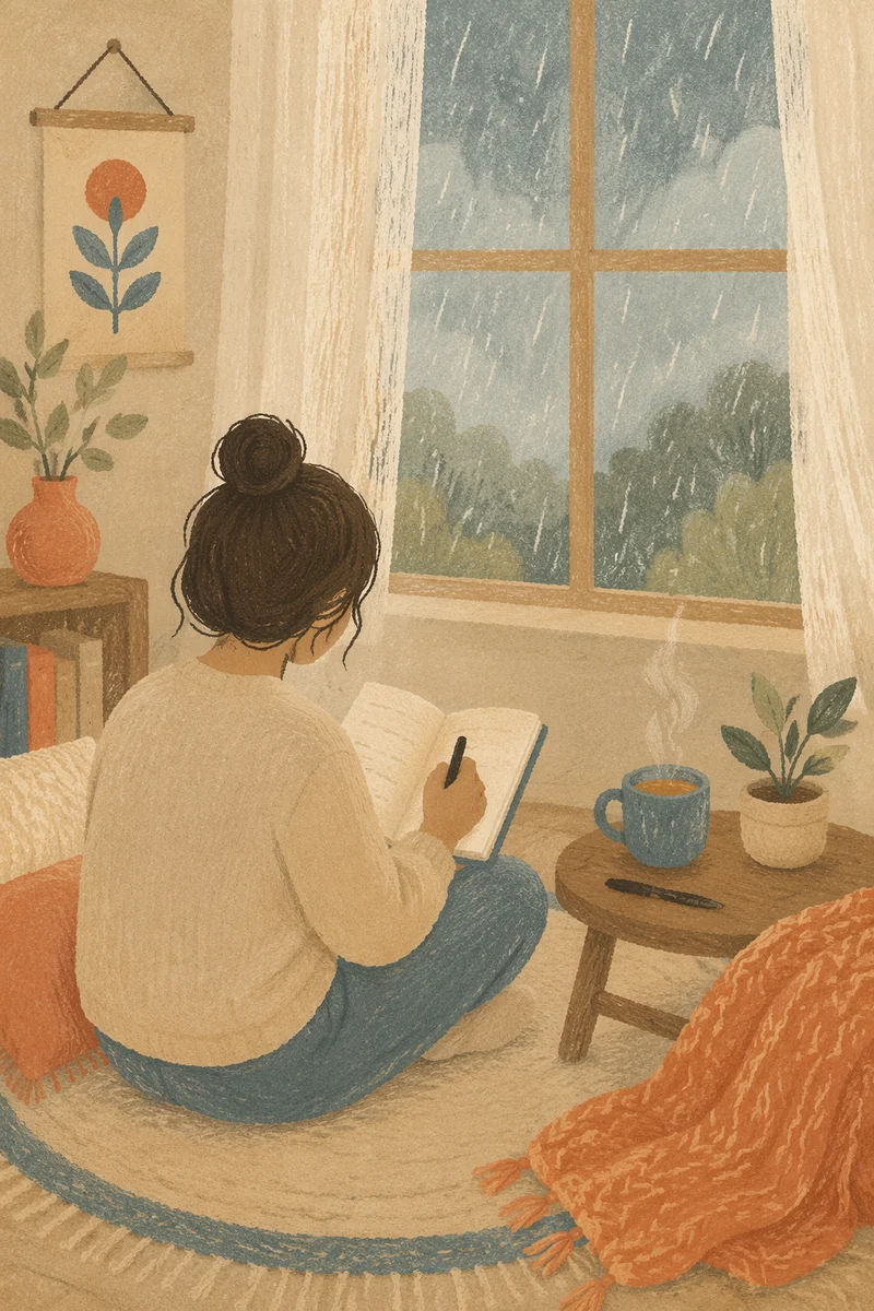 Quiet Journal Reflection by Rainy Window
