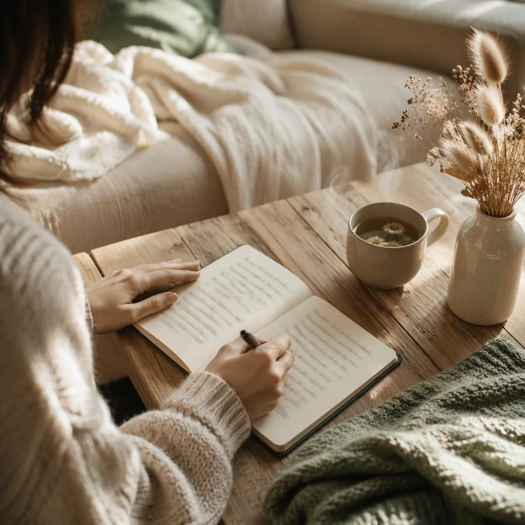 Quiet Morning Journal Reflection with Herbal Tea
