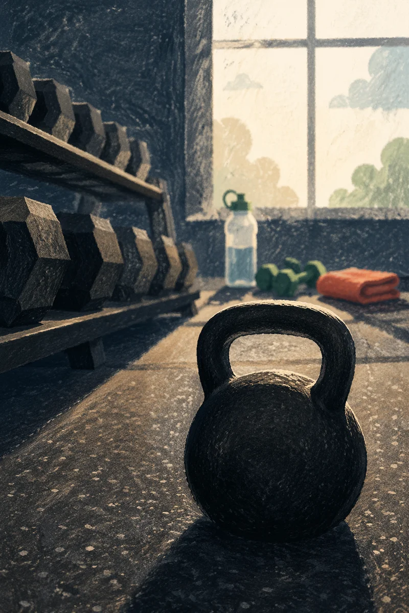 Dramatic Kettlebell on Gym Floor