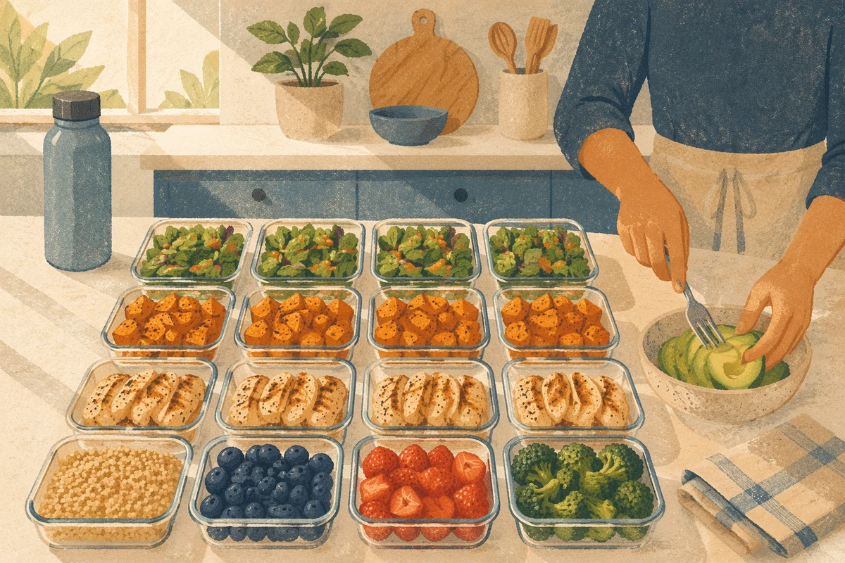Organized Healthy Meal Prep Kitchen Scene