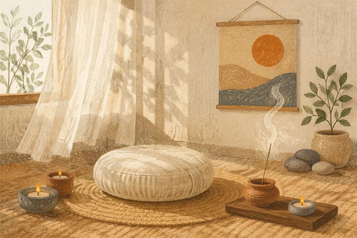 Serene Zen Meditation Corner with Candles