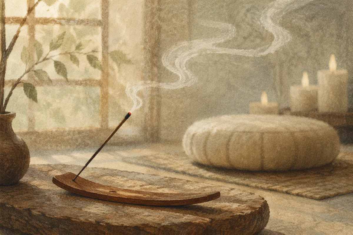 Serene Incense in Zen Meditation Room