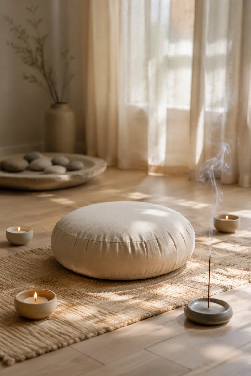 Serene Meditation Cushion in Minimal Zen Room